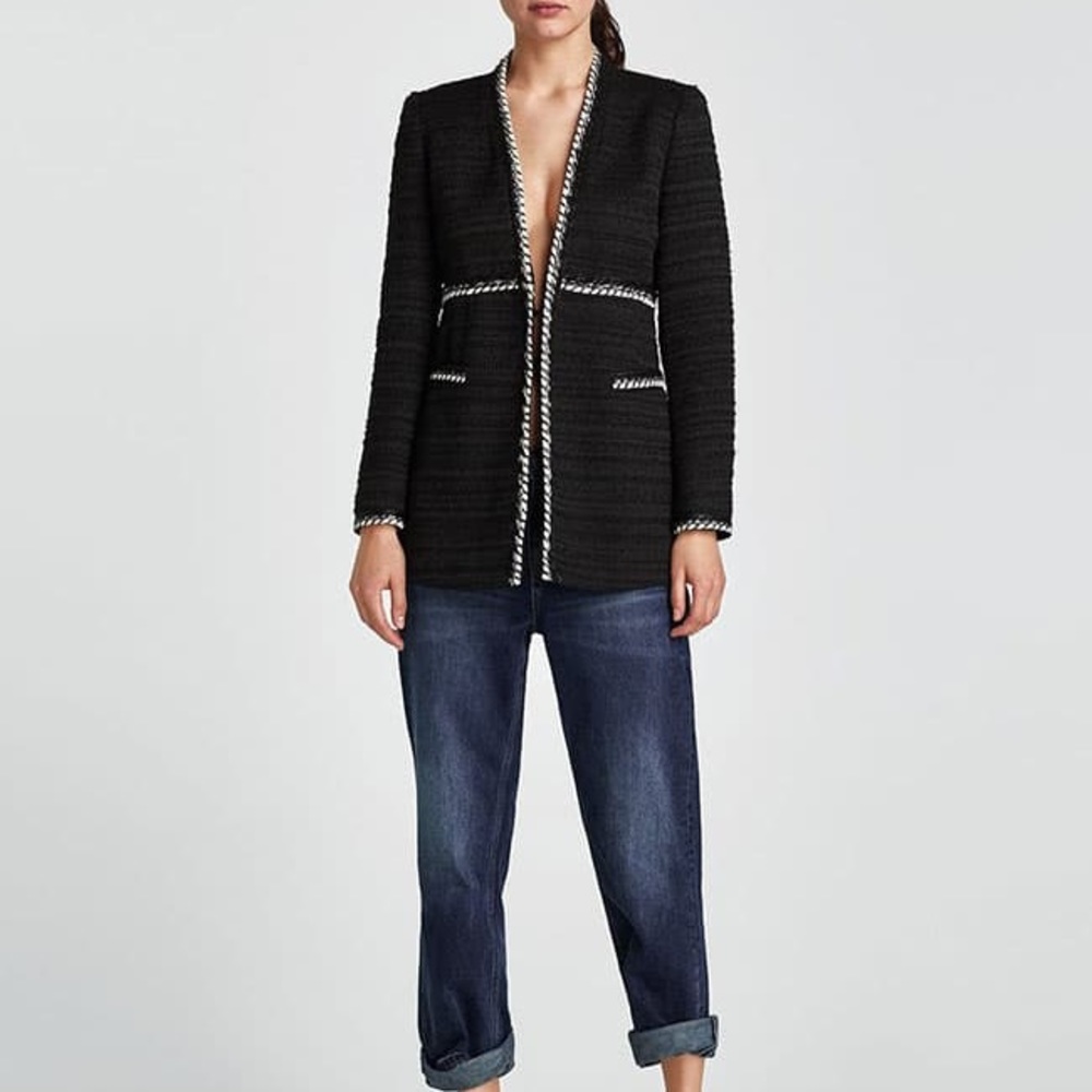 Zara - Tweed Long Sleeve Jacker Size XS